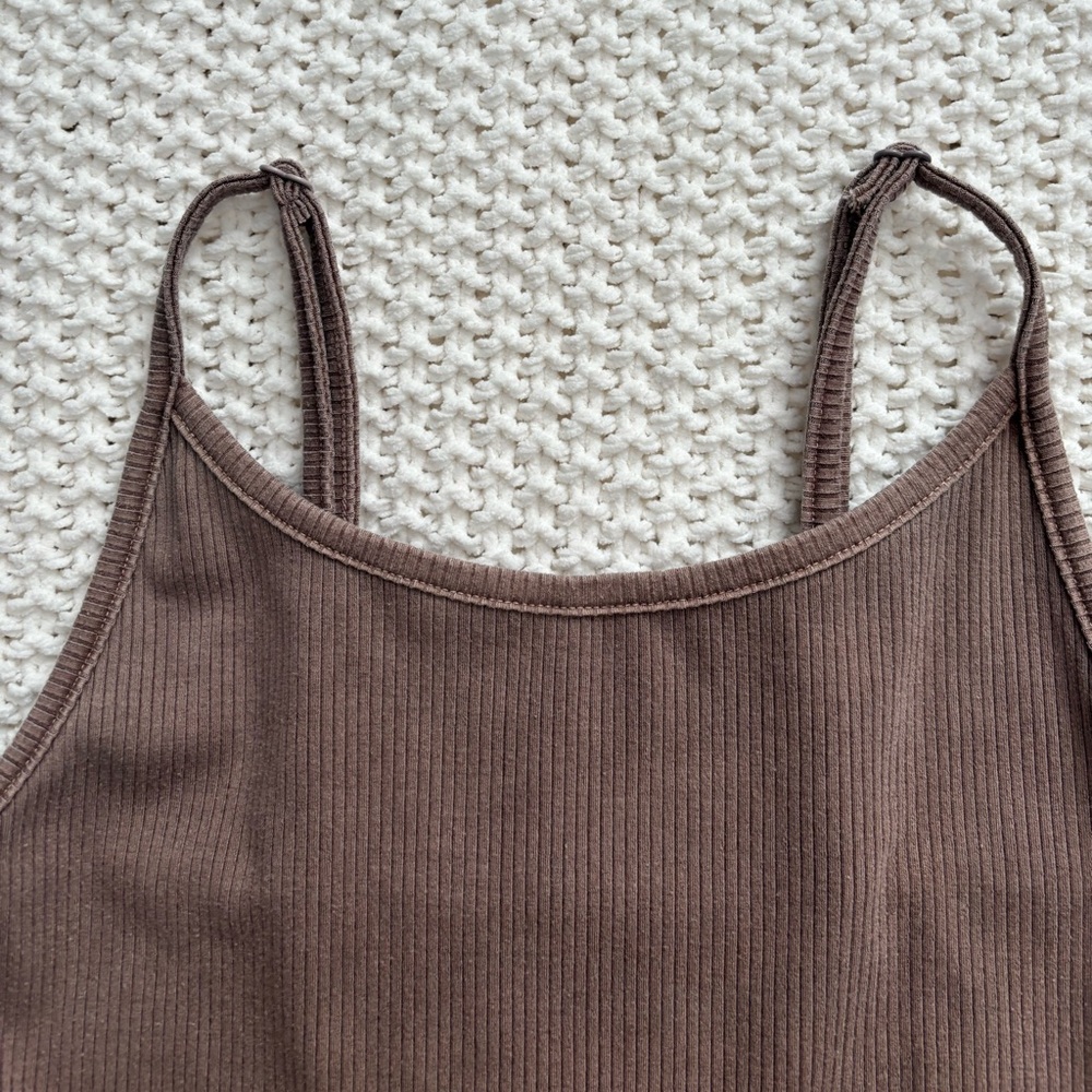 NWOT Light Brown Ribbed Tank Top with Adjustable Straps - Picture 3 of 5